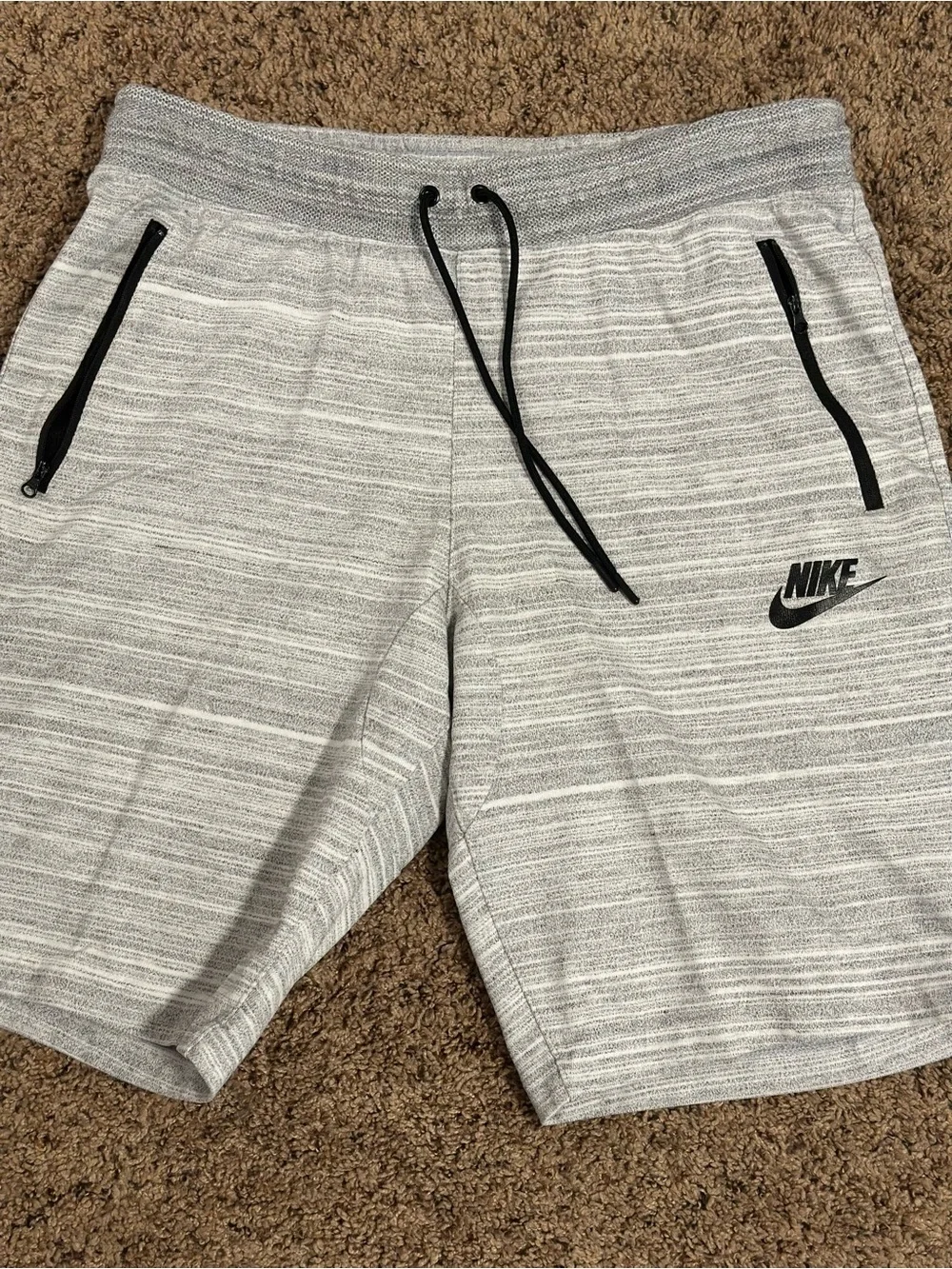 Nike Light Gray Heather Athletic Shorts with Black Accents